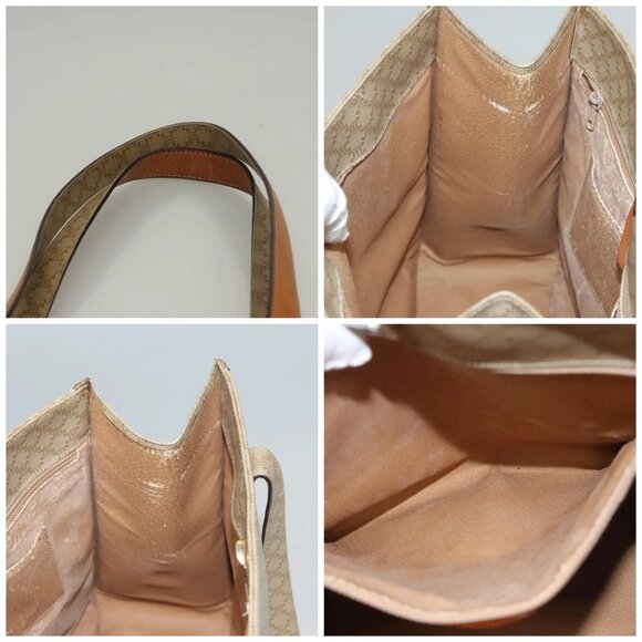 CELINE Macadam Canvas Tote Bag Beige Gold Auth - Picture 14 of 15